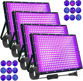 4 Pack 300W Blacklight 336 LEDs, UV Lamp Black Lights for Glow Party, 395nm,