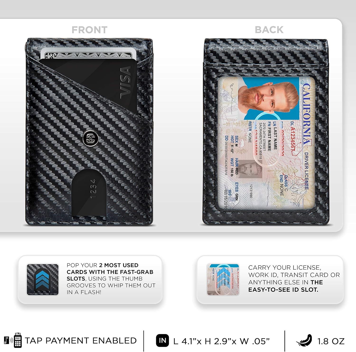 Miniatura 5 de Leather Mens Wallet Minimalist Wallet Credit Card Holder with Money Clip and RFID Wallet Protection Slim Wallets Men Gifts