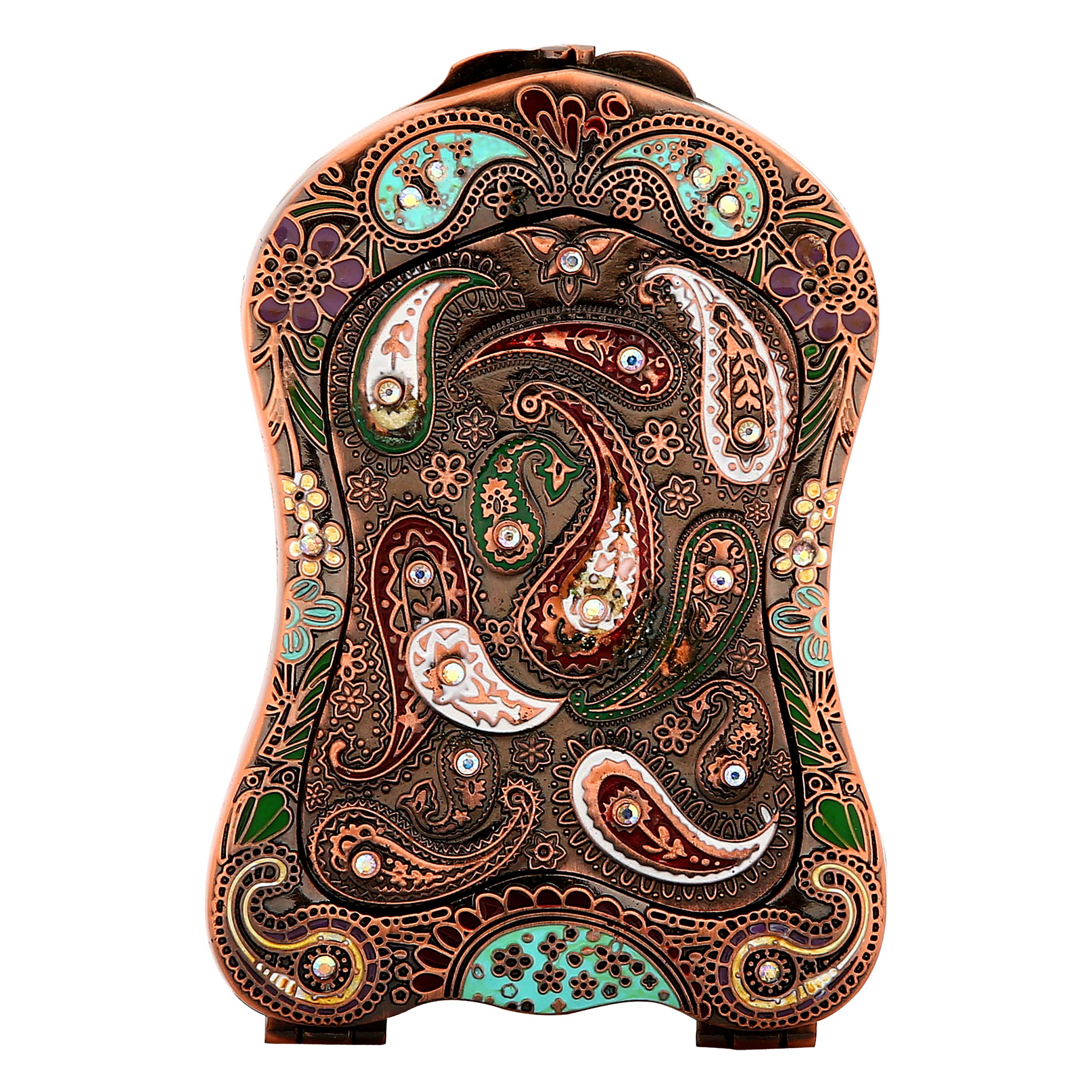 NM Metal Frame Multicolor Hand Mirror 11X7 Cm Best for Your Handbag,Vanity Box,Make-up,Gifting-image-38