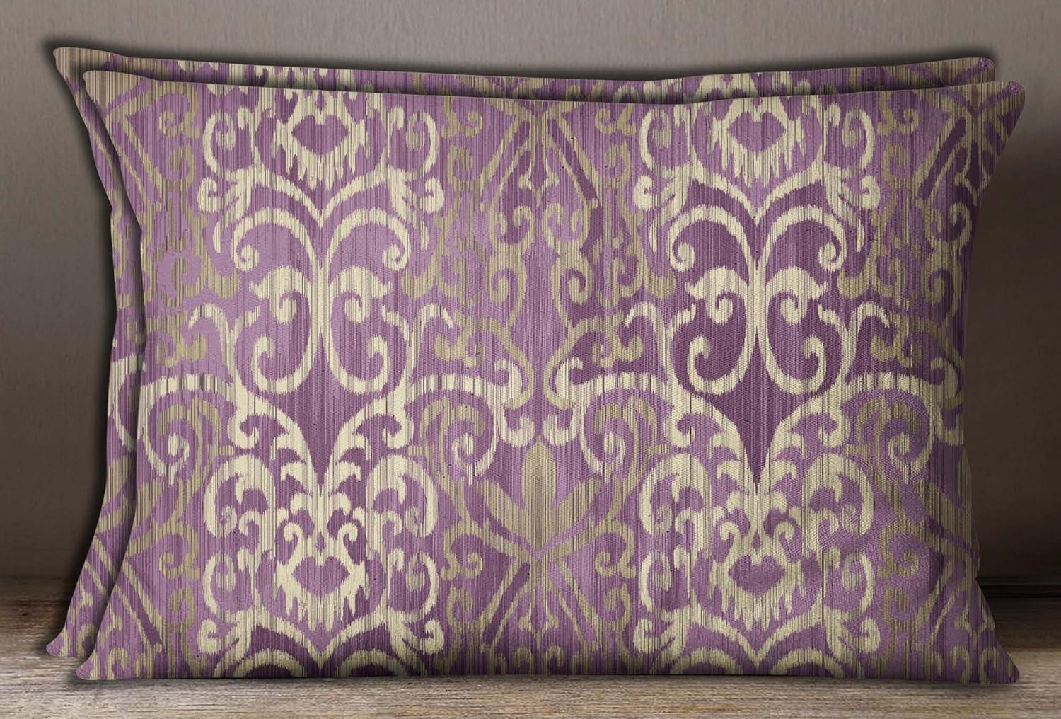 S4Sassy Geometric Print Cotton Poplin 2 Pcs Plum Decorative Pillow Sham Cushion Cover-20 x 30 Inches