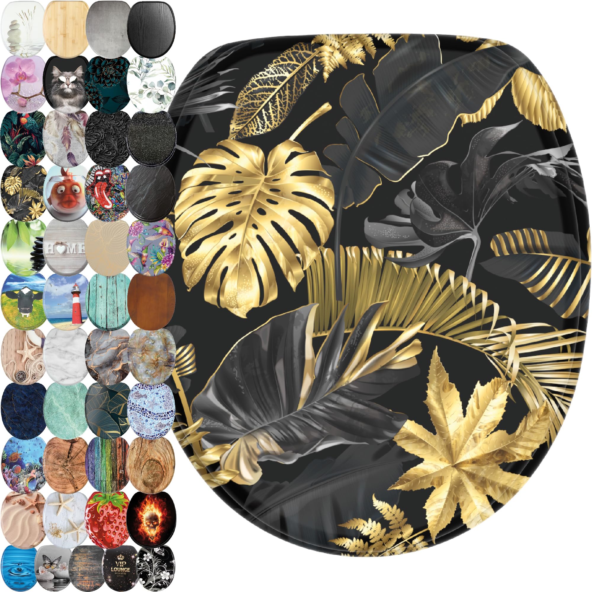 Sanilo Toilet Seat, Great Range of Colorful Toilet Seats, Stable Hinges, Easy to Mount (Golden Leaves) — image 1