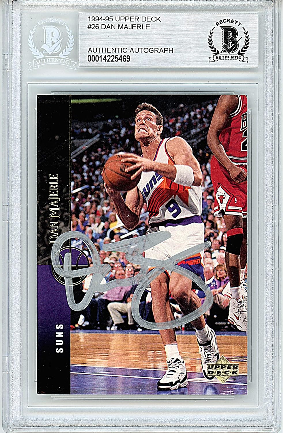 Dan Majerle Autographed 1994-1995 Upper Deck #26 Basketball Card Slab Beckett BAS Authentic Slabbed COA Played For Phoenix Suns NBA