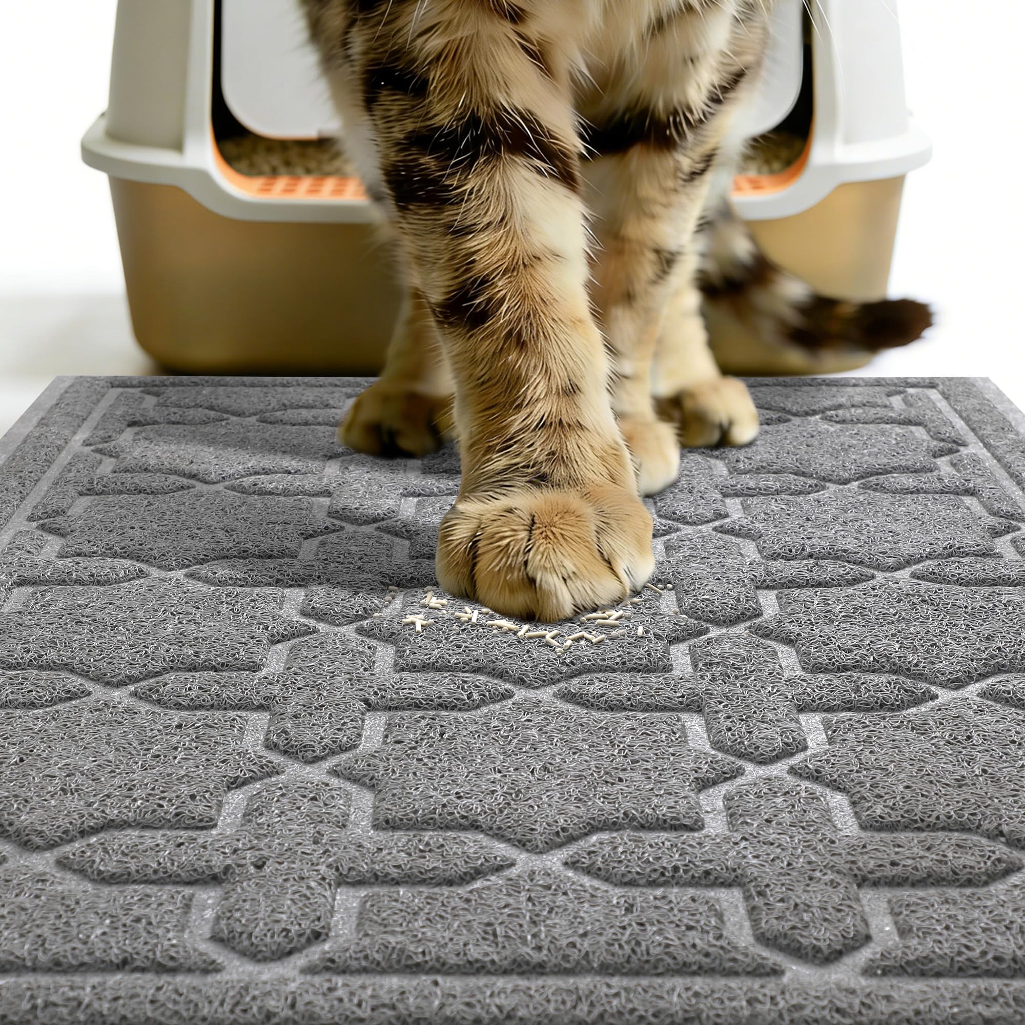 Yimobra Fangmatte für Katzentoilette, leicht zu reinigen, rutschfest, wasserabweisend, weiche Haustierstreu-Bodenmatten, kein Phthalat, 90 x 120 cm, Dunkelgrau