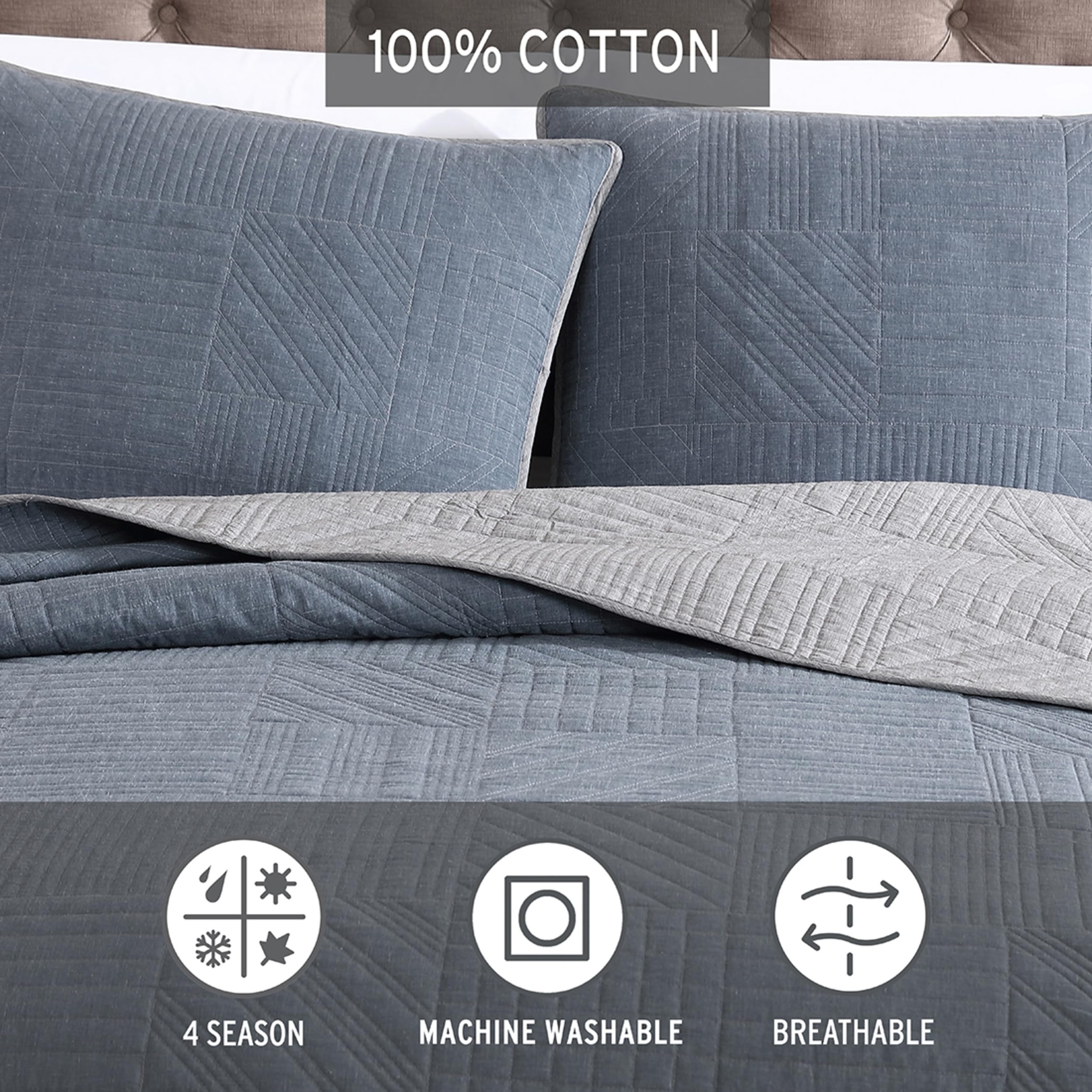 Eddie Bauer Hidden Lake Quilt Set, Twin, Blue