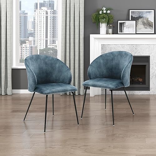 Lexicon Juego de 2 sillas de comedor, modernas sillas de cocina y comedor, asiento acolchado tapizado de terciopelo, respaldo redondo, sin brazos,