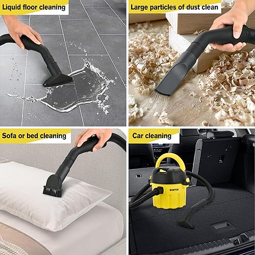 Miniatura 3 de Aspiradora en seco y húmedo, aspiradora portátil 3 en 1 con succión de potencia de 2 picos de potencia, aspiradora ligera en seco y húmedo con