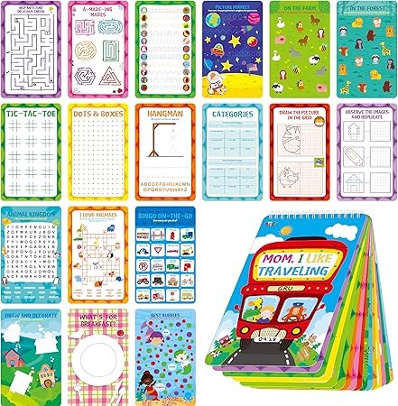 SpriteGru 31 Dry Erase Activities Book, Reusable & Erasable Game Pad, Explore and Find, Maze Matching TIC-TAC-Toe Dot to Dot Educational On The Go Toy and Learning Tool for Road Trip Airplane Travel