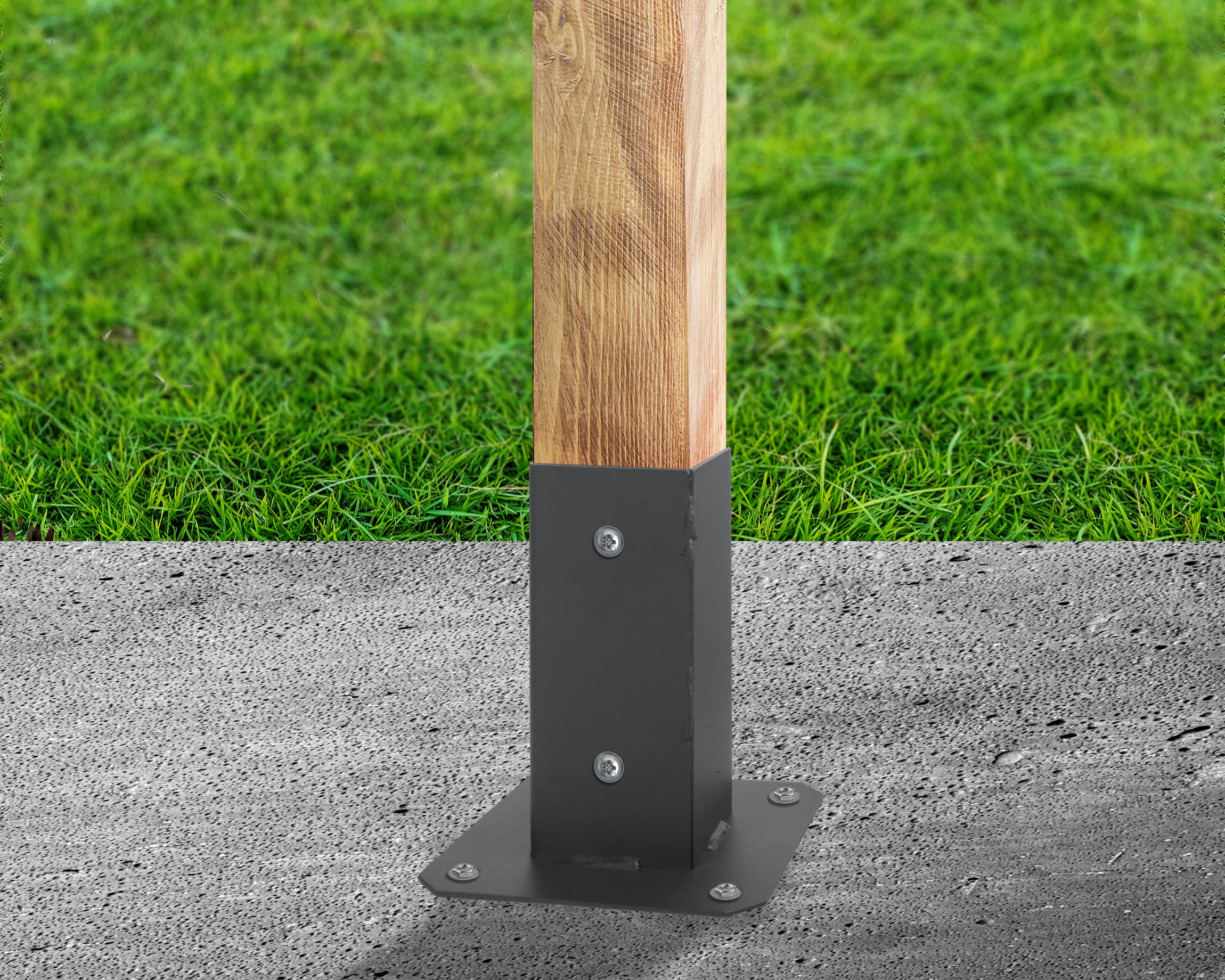 ADGO Supporto per pali 90 x 90 mm, per recinzione, manicotto di avvitamento zincato a caldo, manicotto per pavimento, manicotto in acciaio, grafite
