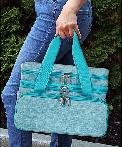 Miniatura 8 de SINGER Organizador de accesorios de costura (solo bolsa)  Bolsa de almacenamiento de costura portátil de doble capa  2 bolsas desmontables y 18