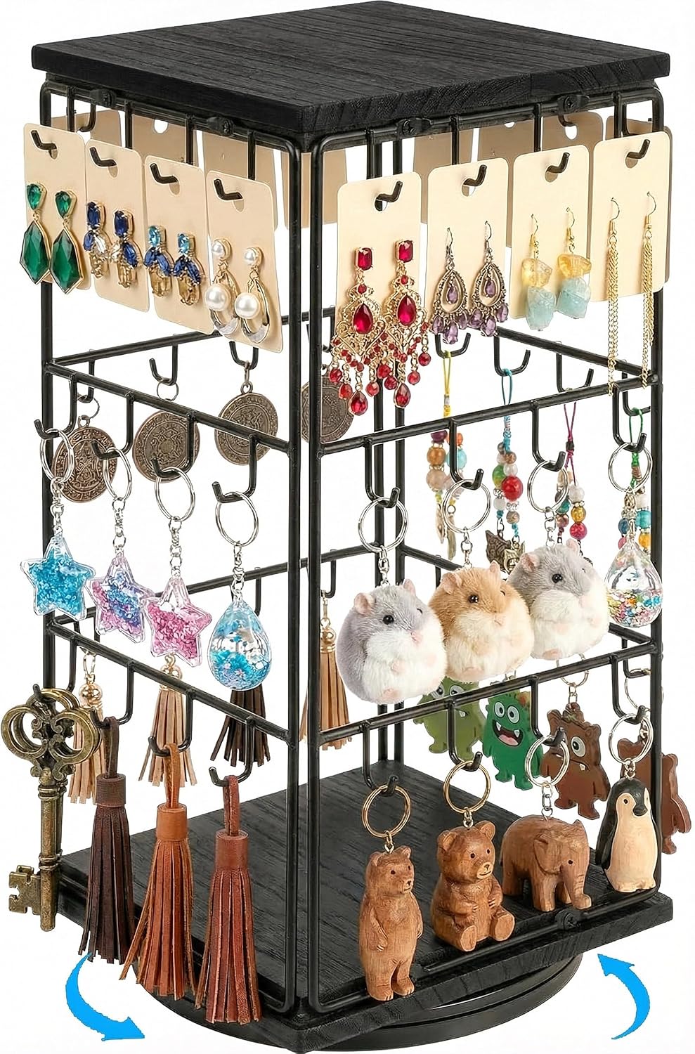 Rotating Earring Display Stands, 48 Hooks Earring Display for Vendors, Jewelry Display Earring Holder Organizer Earring Display Stands for Selling