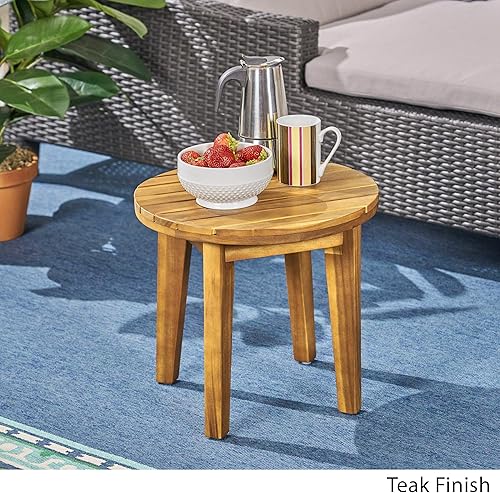 Miniatura 7 de Christopher Knight Home Carlisle - Mesa auxiliar de madera de acacia para exteriores, chorro de arenametal rústico y Parker para exteriores, mesa