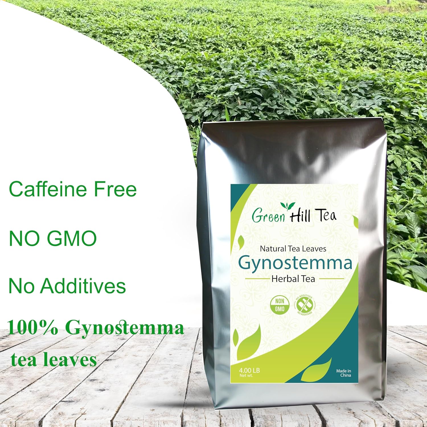 Green Hill Tea Jiaogulan Loose Leaf Tea - Caffeine-Free Ginseng Variety - Pure Gynostemma Herbal Tea – Non GMO 4 LB