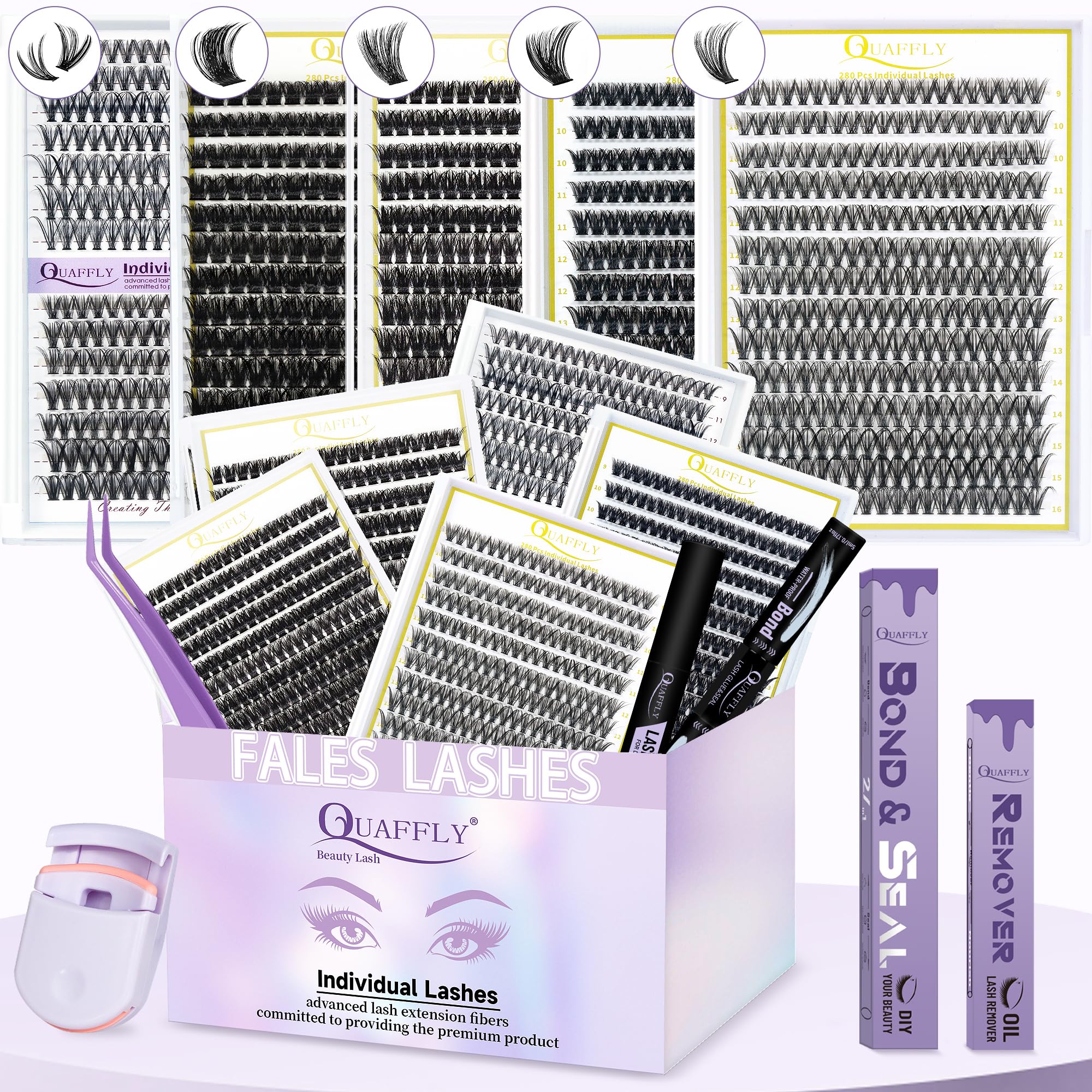Amazon.com: QUAFFLY 5-Pack False Eyelashes Kit with Lash Glue