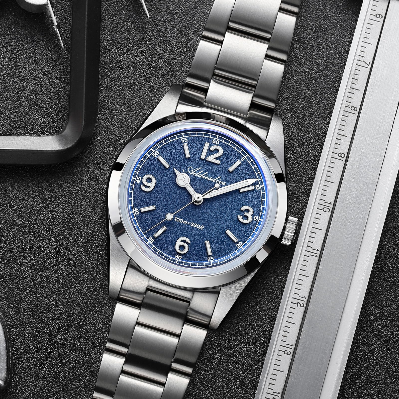 ADDIESDIVE Orologio da polso da uomo, 36 mm, al quarzo, con vetro a bolle luminoso fino a 100 m, impermeabile, minimalista, unisex