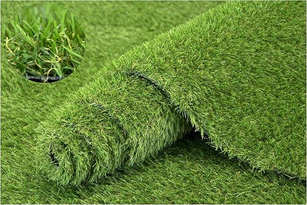 Kunstrasenteppich Outdoor 150x400 cm, Rasenteppich für Balkon und Garten, Kunstrasen Soul als natürlich 28mm grün - gelb, Artificial Grass, Wasserdurchlässig Kunstrasen Rollrasen mit Meterware - 3
