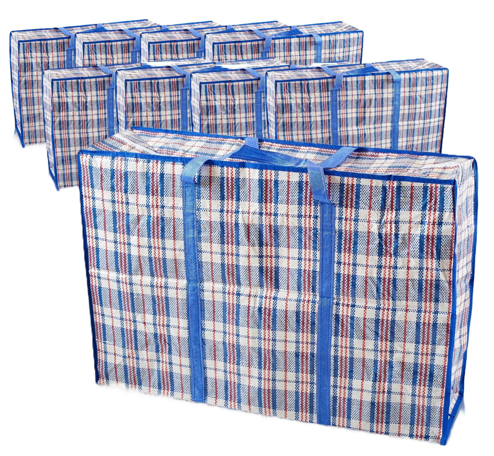 Start and DriveLtd, Laundry Bag Zips, XXL jumbo Heavy Duty Storage Bags Reusable Strong Nylon Large Boxes for House Moving Clothes & Wardrobe Storage backpack waterproof (8 Bags Blue Colour)