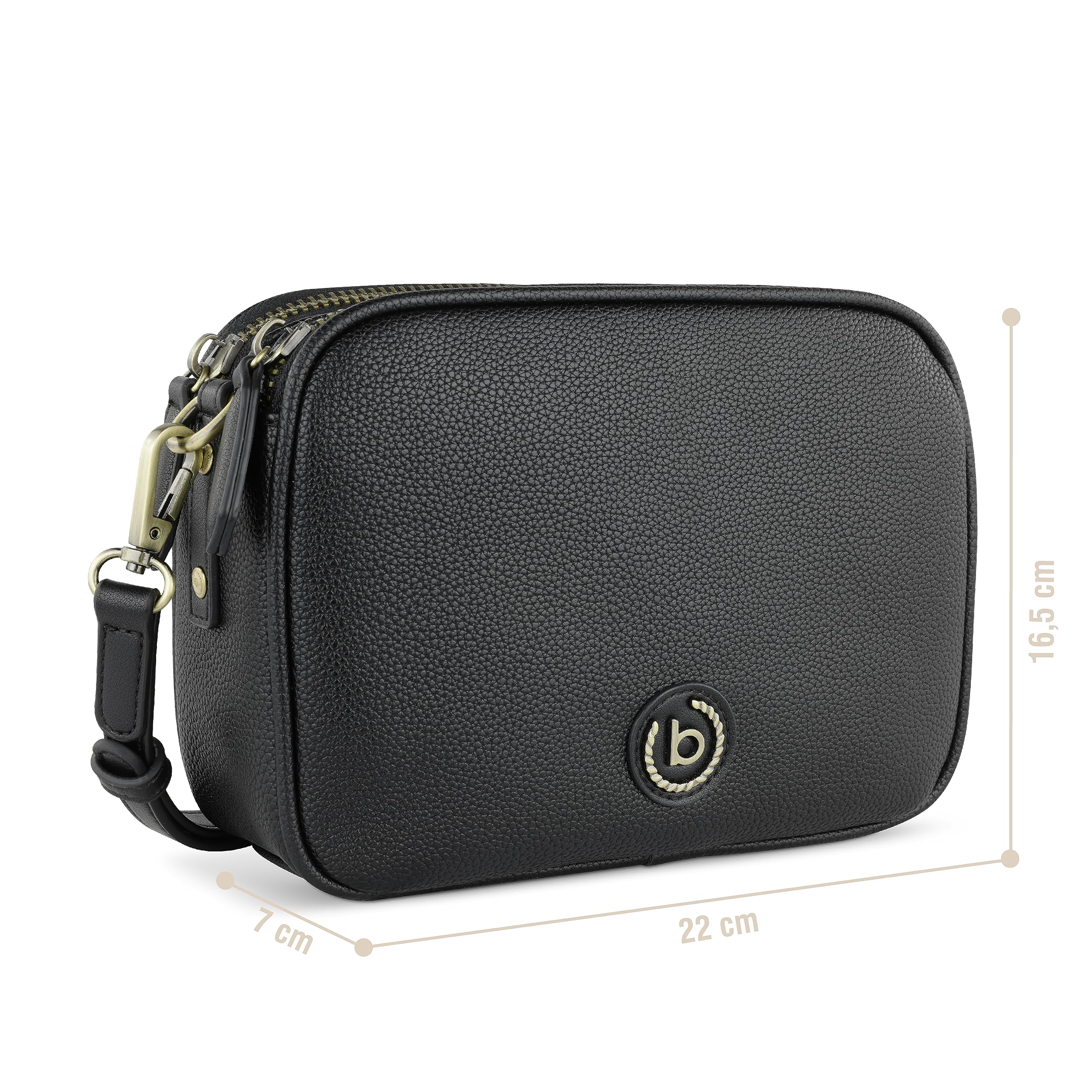 bugatti Passione Handtasche Damen Klein - Kunstleder-Tasche, kleine Umhängetasche, schwarz