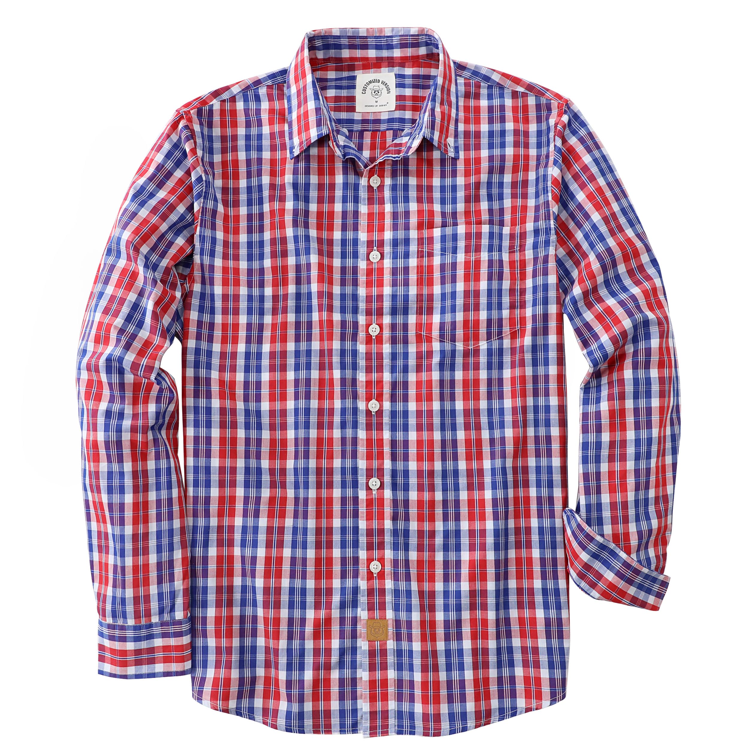 Dubinik® Camicia Uomo Camicia Quadri Uomo Casual Leggero Botton Down Regular Fit Conformate Camicia Uomo Taschini