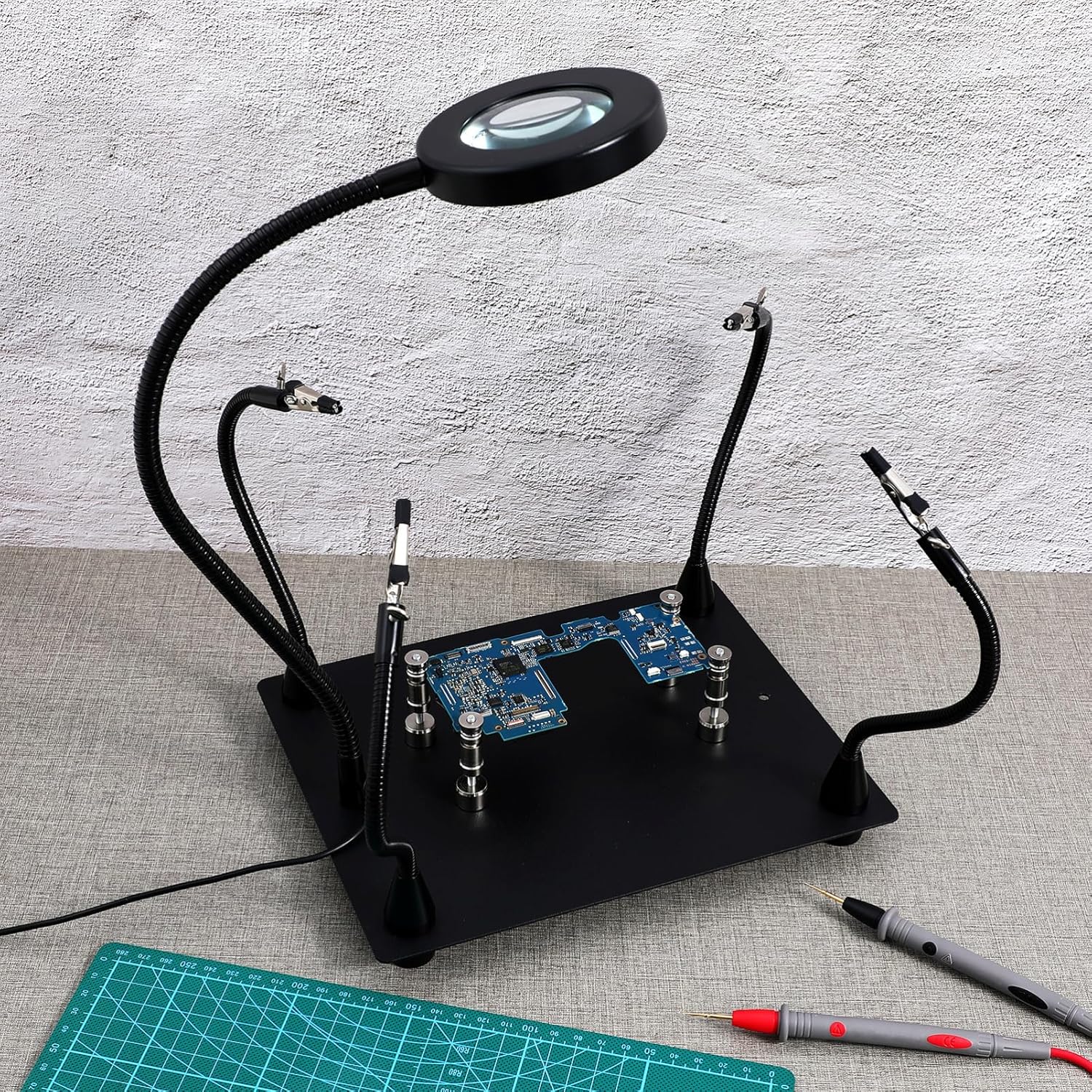 BESTOYARD 6times Led Magnifying Glass Soldering Station Kit Third Hand Tool Secure Clamp for Electronics Repair