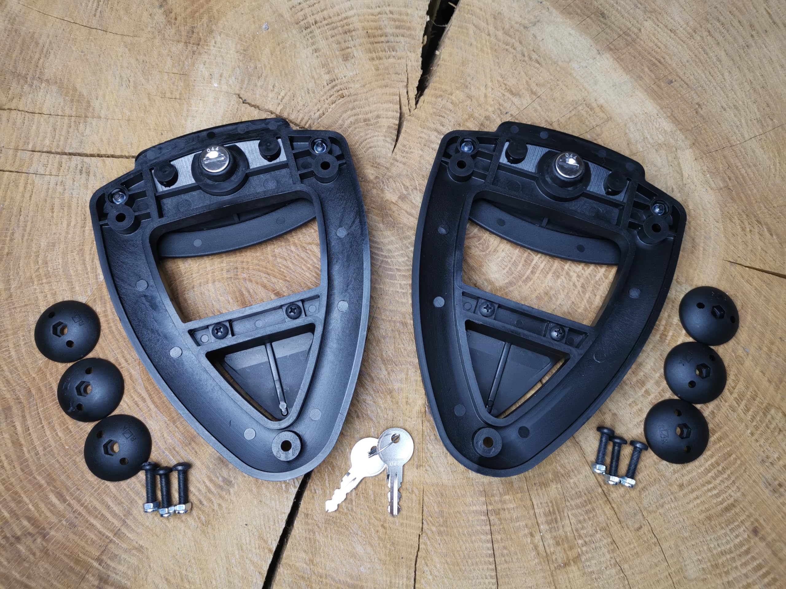 Klickfix Mot Set Sistema de liberación rápida compatible con Click Fix para bolsas de sillín Swing Bags Funda lateral para motocicleta lado izquierdo y derecho Harley Davidson Sportster