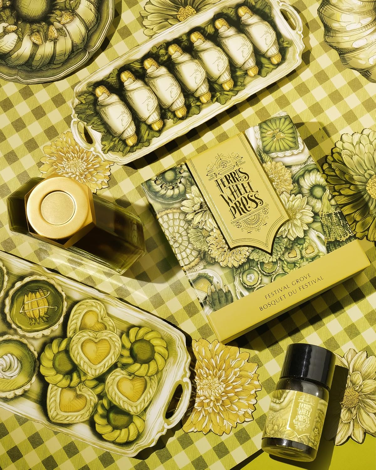 Ferris Wheel Press Ink, Everyday Ink Collection, Festival Grove, Deep Lime with Gold Shimmer, 38ml Fountain Pen Ink Bottle