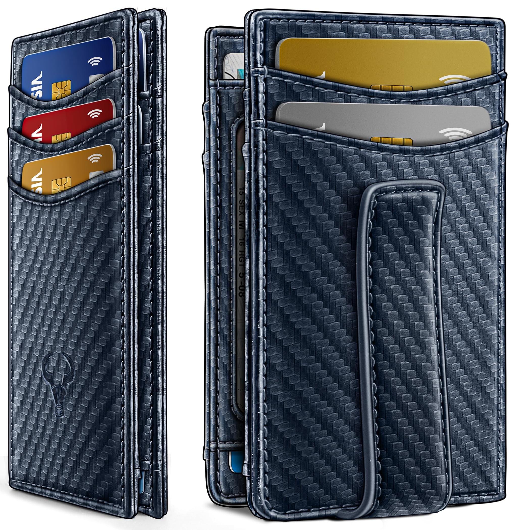 BULLIANT Magnetic Closure Slim Wallet-Genuine Leather Front Pocket Wallet for Men,RFID Blocking,Holds 12 Cards and Money Clip