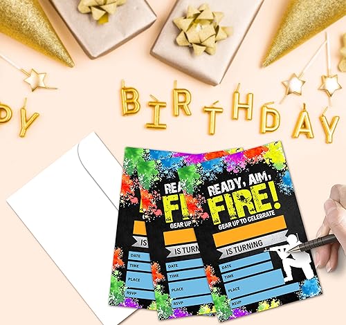 Miniatura 3 de Invitaciones para fiestas de cumpleaños de paintball, invitaciones de fiesta de paintball, decoraciones de fiesta de adolescentes, recuerdos para