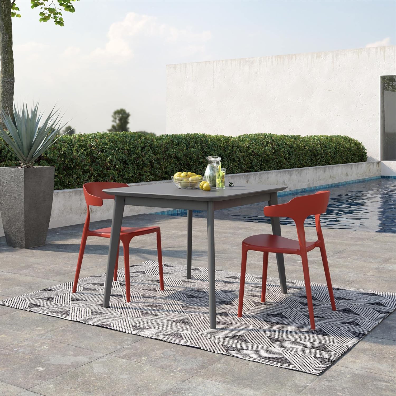 Novogratz Poolside Collection, Felix Stacking Dining Chairs, Indoor/Outdoor, 2-Pack, Persimmon : Everything Else