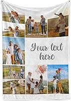 Vista 1 de Ships Next Day, Custom Blanket with Picture and Text - Printed in USA, Personalized Photo Blanket with Text (Sherpa 60x80)