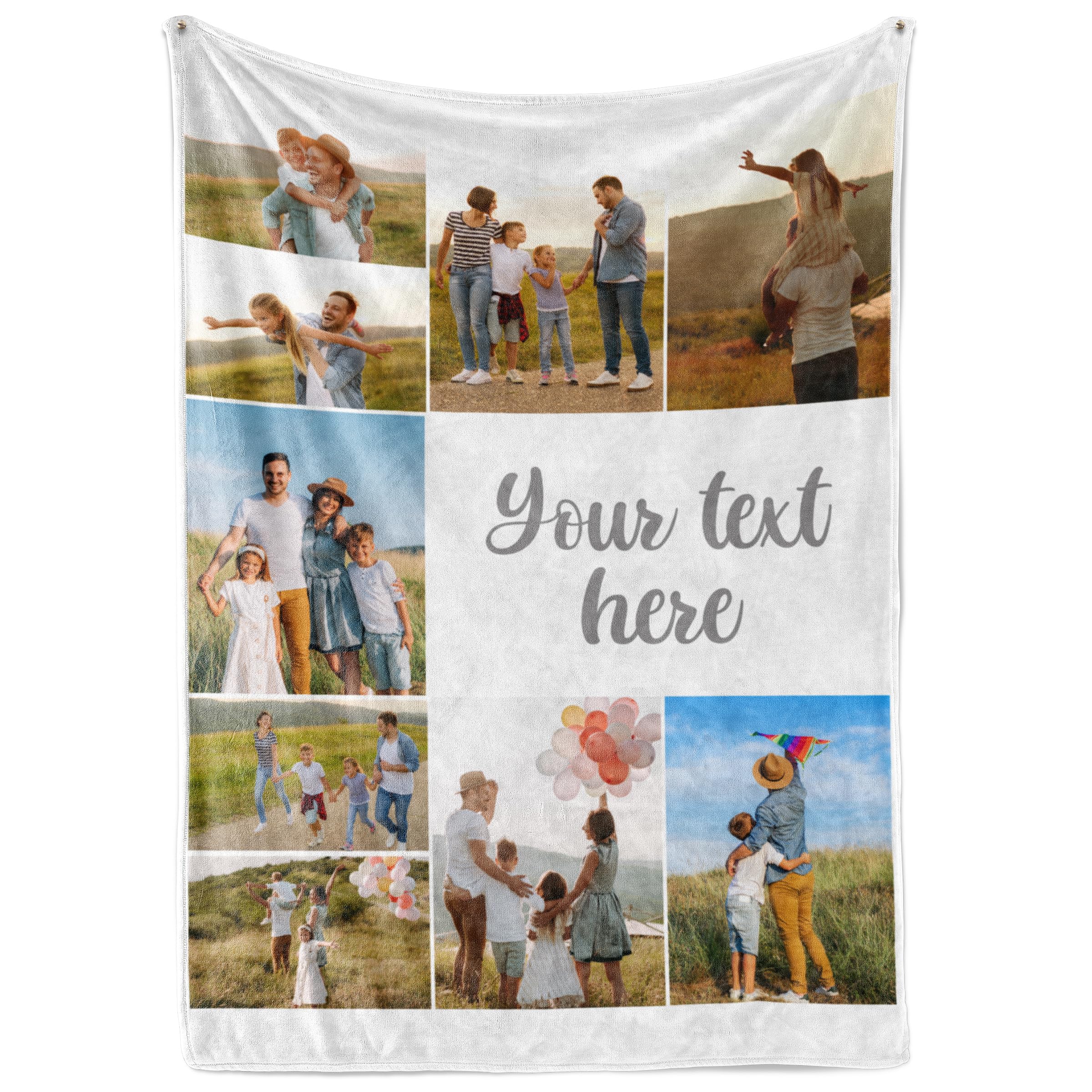 Ships Next Day, Custom Blanket with Picture and Text - Printed in USA, Personalized Photo Blanket with Text (Fleece 50x60)