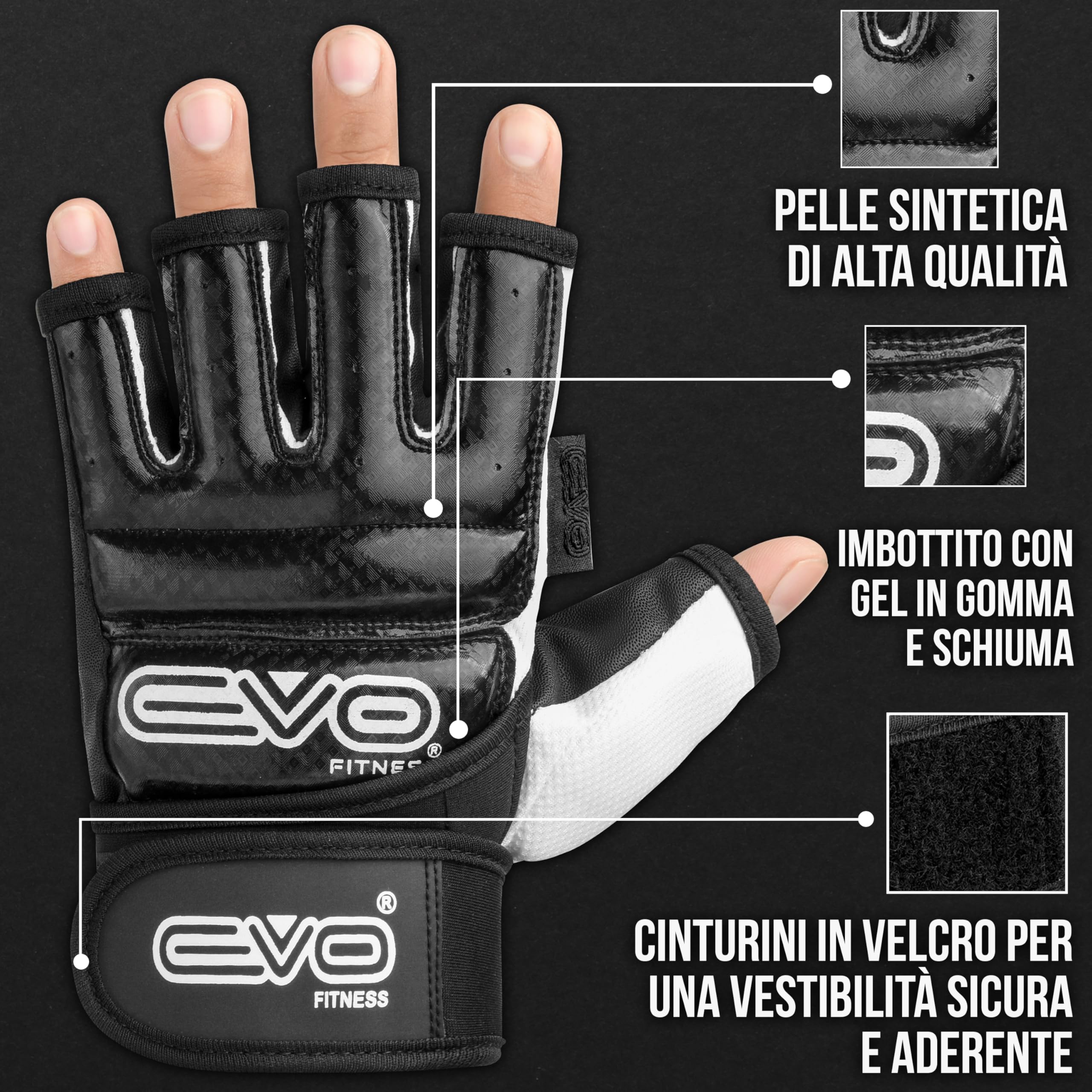 Evo Pelle Corpo Gel Guanti MMA Sacco da Box Arti Marziali Karate Guantone