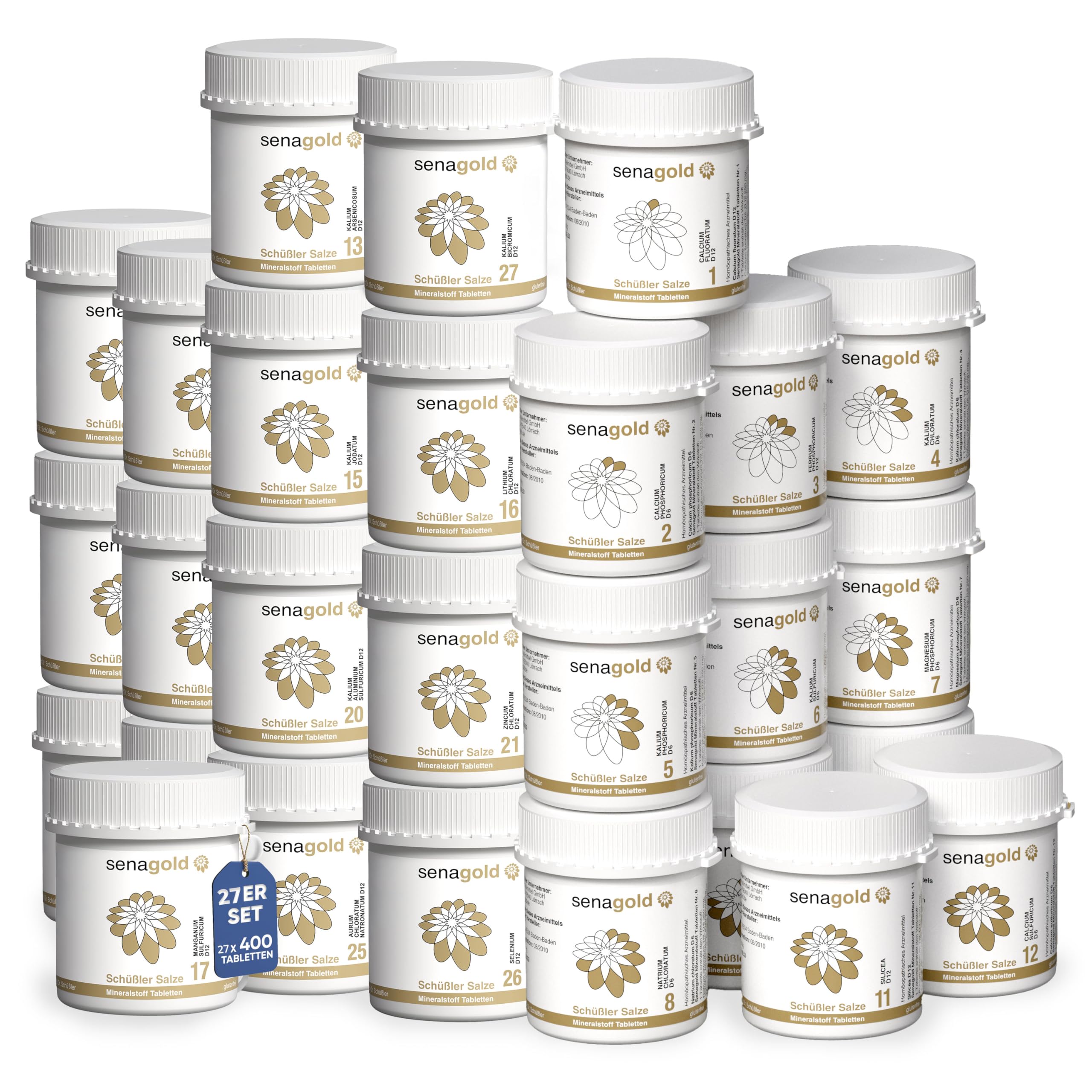 Senagold Schüssler Salze Set Nr. 1-27, 27x400 Tabletten – alle 27 Schüßler Salze in einem Komplett-Set
