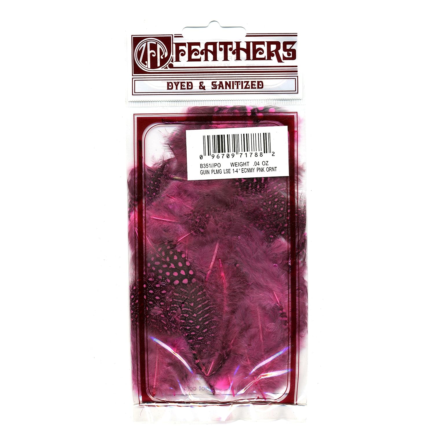 Zucker Feather Products Loose Guinea Plumage Dyed Feather, Pink Orient