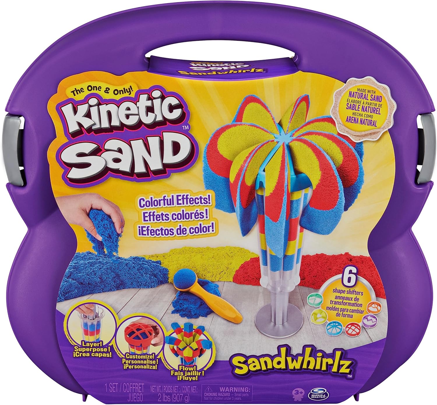 Sand, Sandwhirlz Playset with 3 Colours of Sand (907g) and Over 10 Tools, for