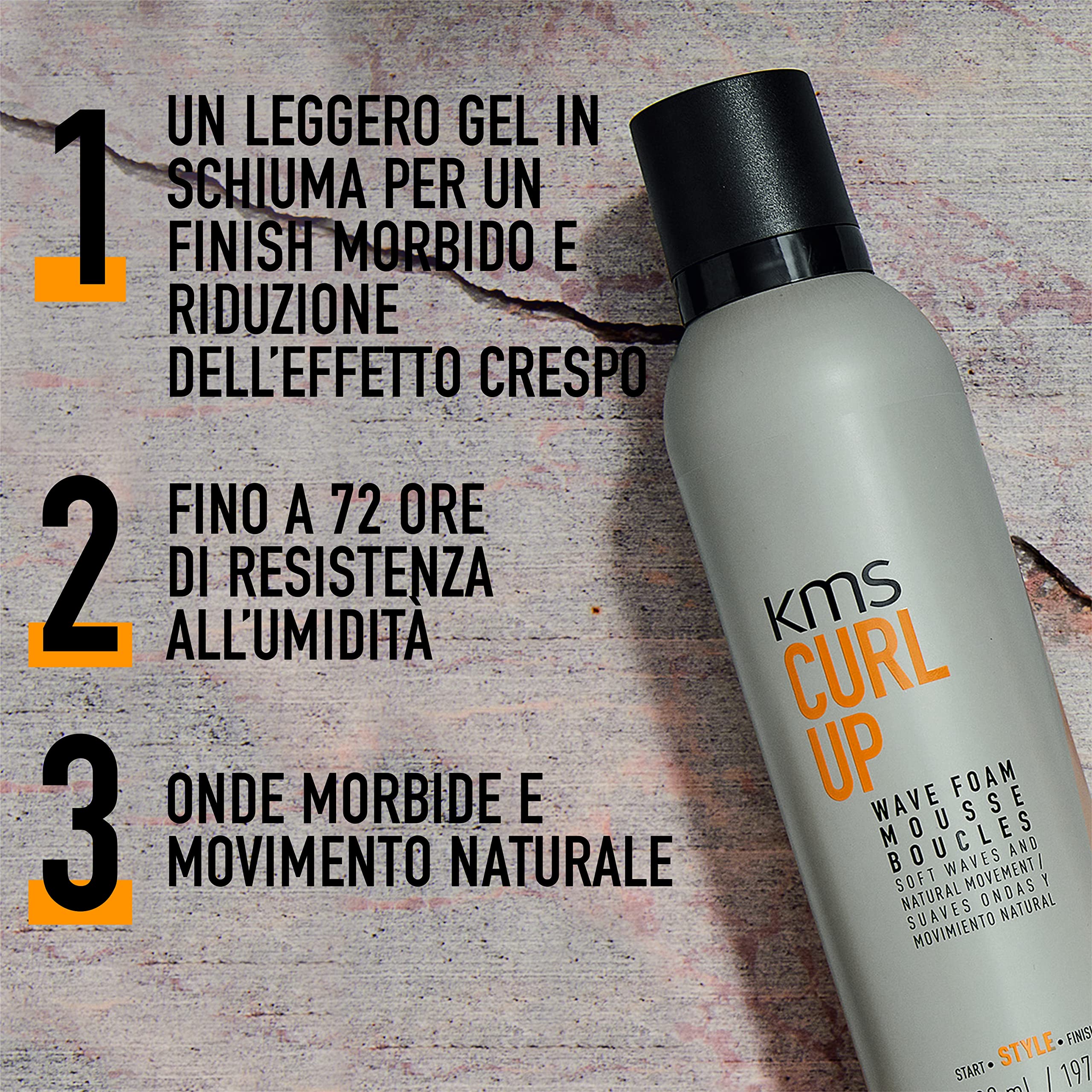 KMS CURLUP, Mousse per capelli ricci e mossi, 200ml