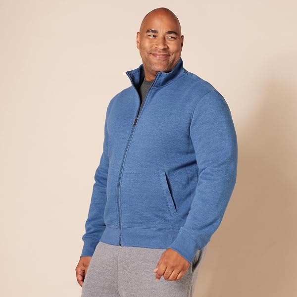 Amazon Essentials Sudadera de Forro Polar con Cremallera y Cuello Semicisne, Corte Estándar y Peso Medio Hombre - 5