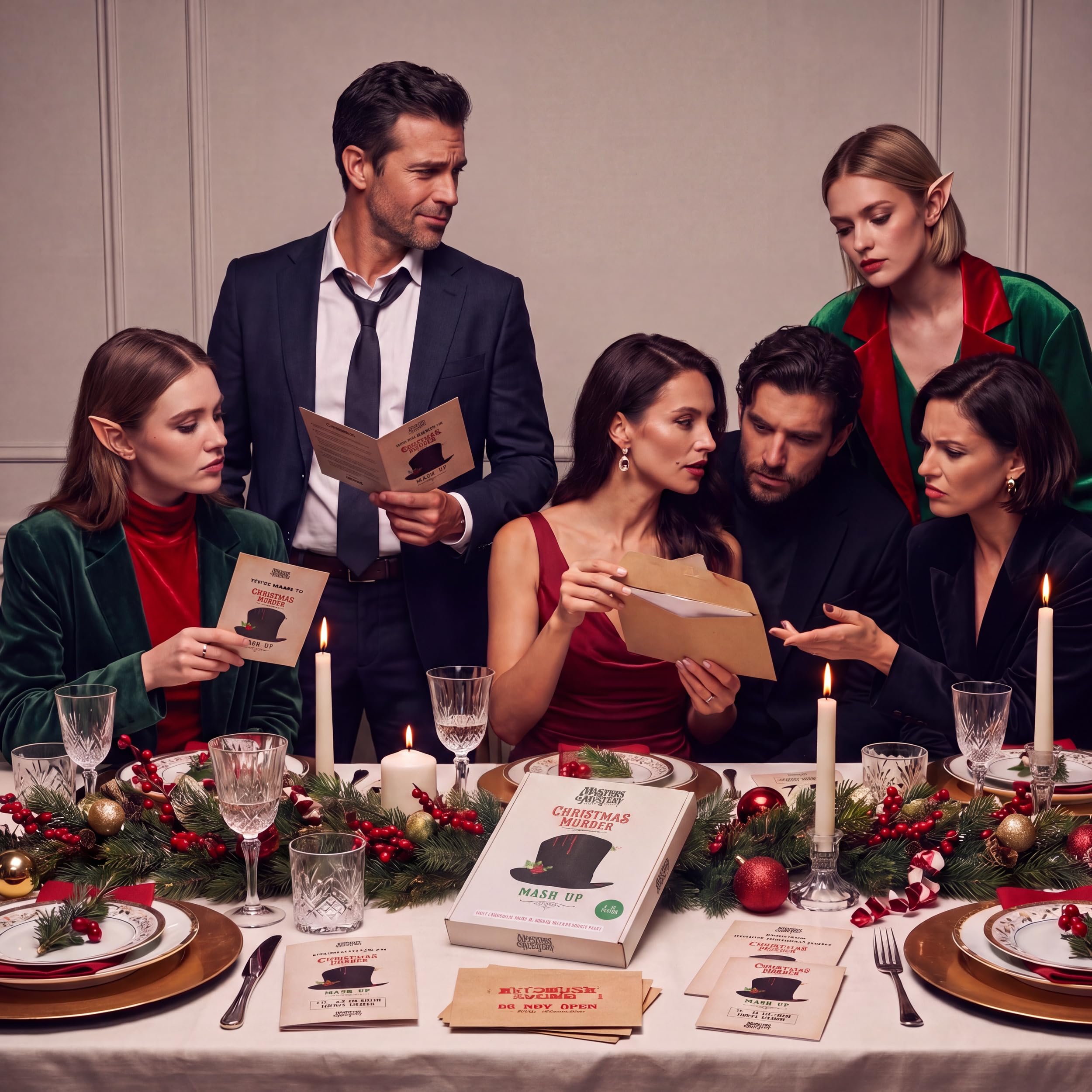 Jeu de Table Rejouable Christmas Murder Mystery Dinner Party - Victorian Christmas Family Game Night - Bureau Noël Party Idée de Jeux en Anglais 4 à 20 Joueurs