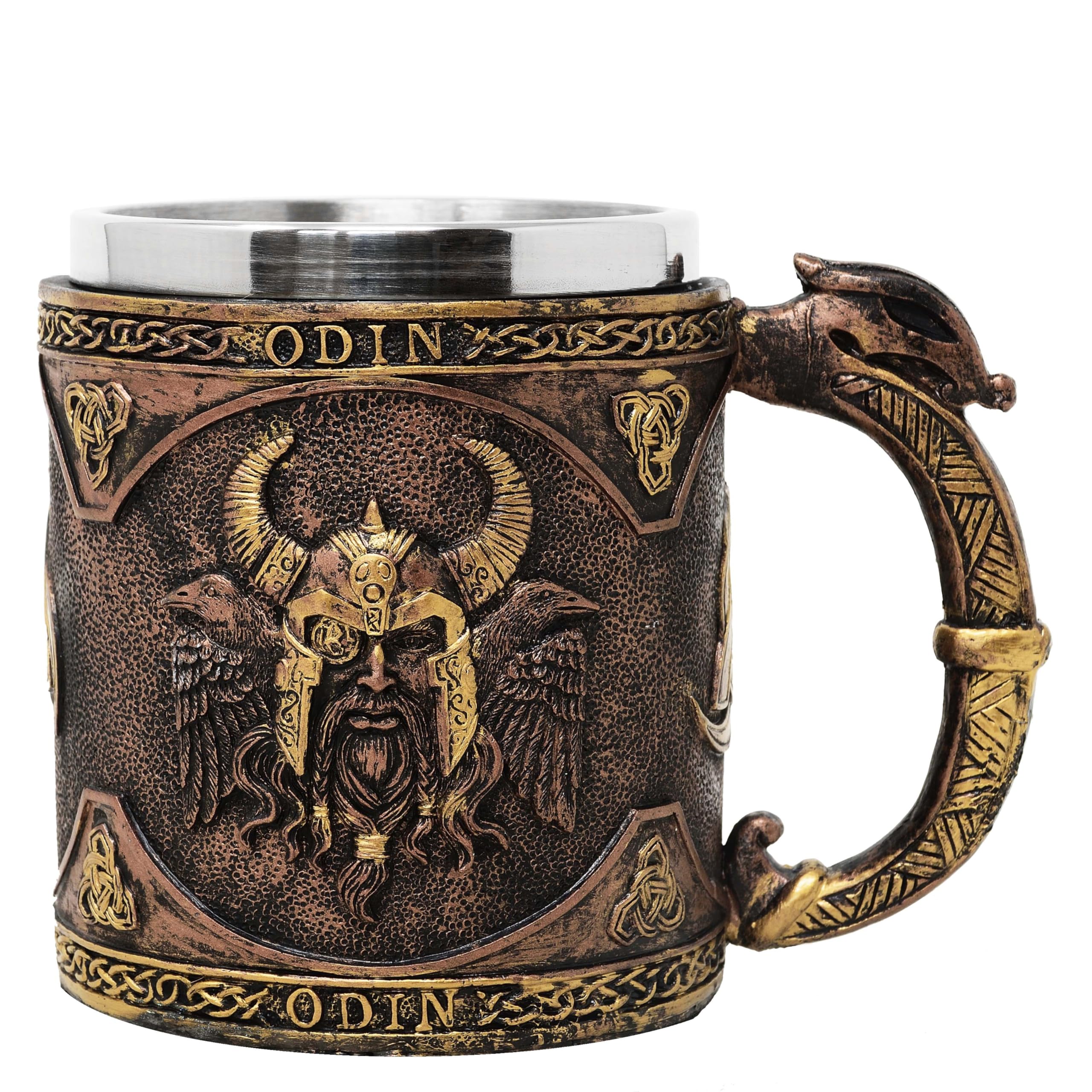 MystiCalls Geschenkset mit Krug Odin und Kelch Odin inklusive Elixierflasche Wikingertrank Mehrfruchtwein - Viking, Geschenk, Met