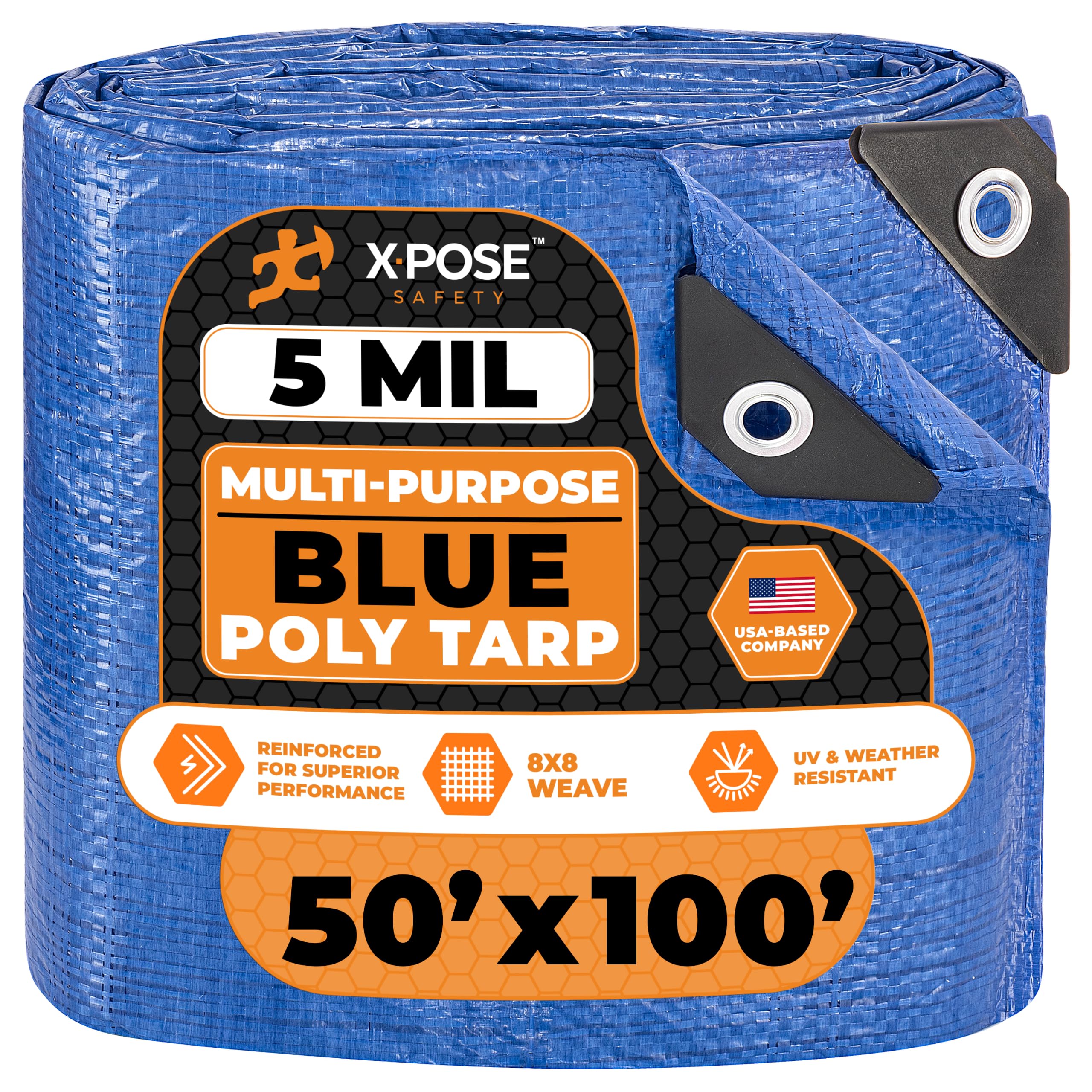 Better Blue Poly Tarp 50' x 100' - Multipurpose Protective Cover