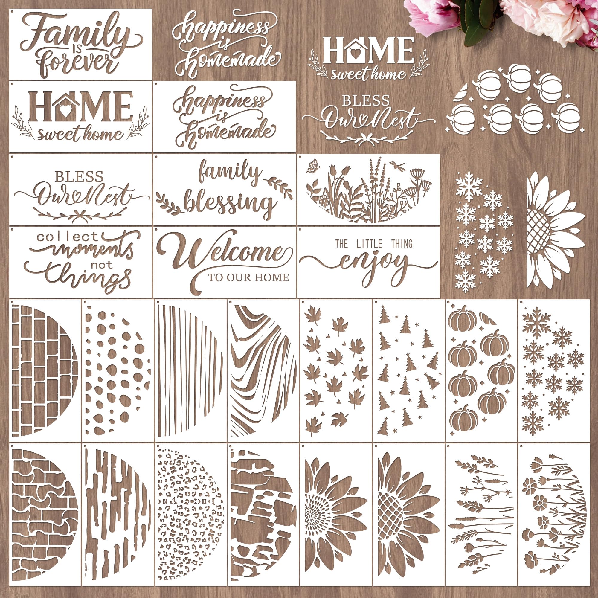 Snapklik.com : Large Welcome Home Stencils - 25 Pcs Sweet Home Stencils For  Painting On Wood Sign, image size:2000x2000