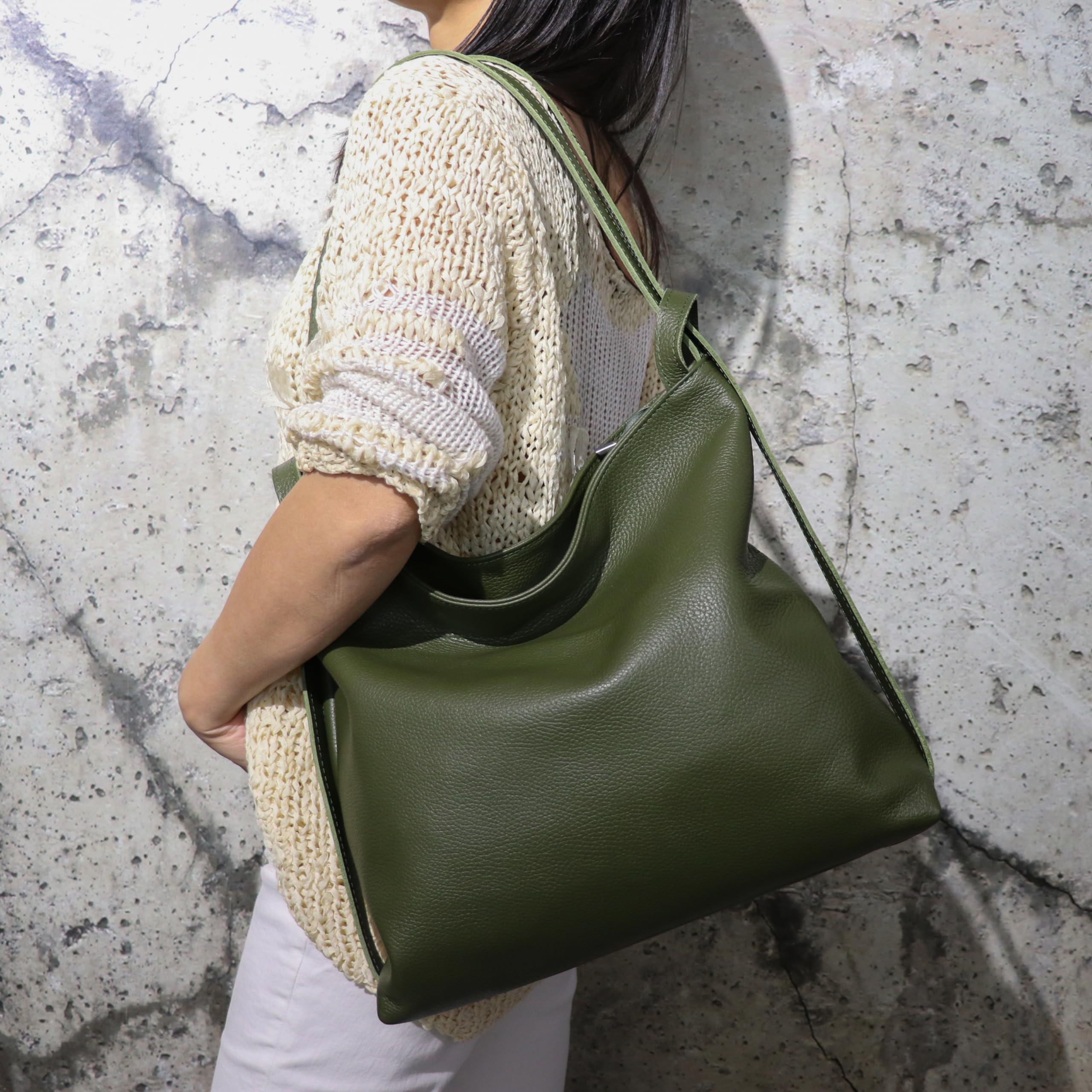 SH Leder Zaino 2 in 1 da donna DayPack in vera pelle grana (larghezza 37 cm x altezza 35 cm) Rica G699