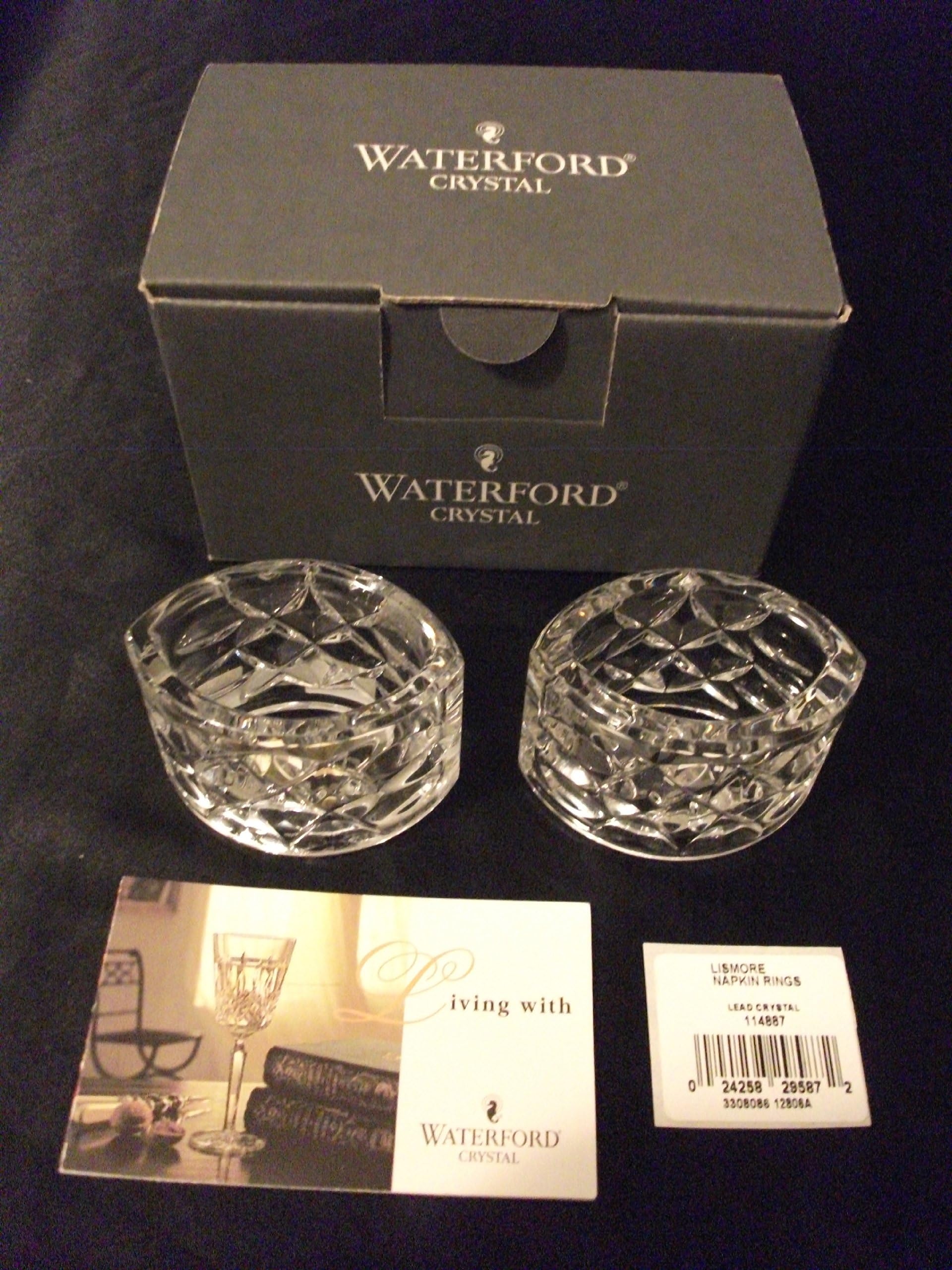 NIB WATERFORD CRYSTAL LISMORE NAPKIN RINGS SET OF 2