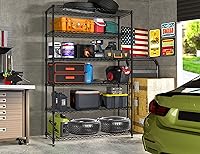 Vista 7 de Estantes de almacenamiento resistentes de 6 niveles, estantes ajustables NSF para garaje con ruedas y pies ajustables, estantes independientes