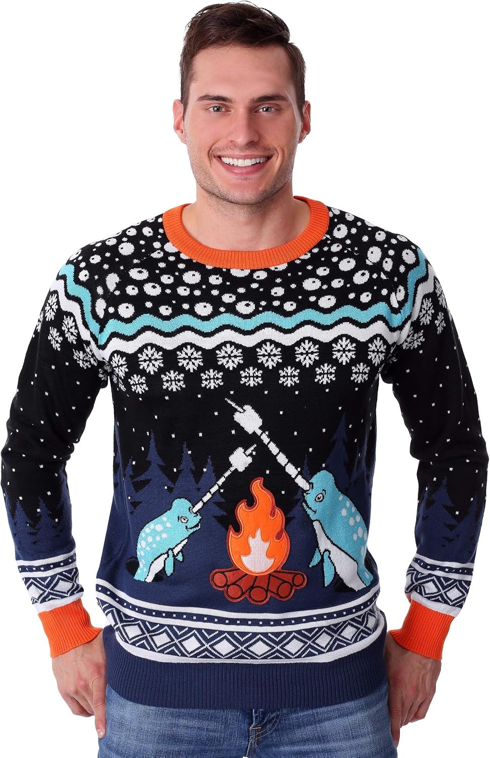Adult Narwhal Ugly Christmas Sweater, Winter Sea Creatures Sweatshirt, Bye Buddy Narwhal Xmas Sweater