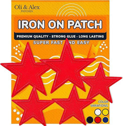Parches para planchar - Parche de estrella roja 5 piezas Parche bordado apliques A-169