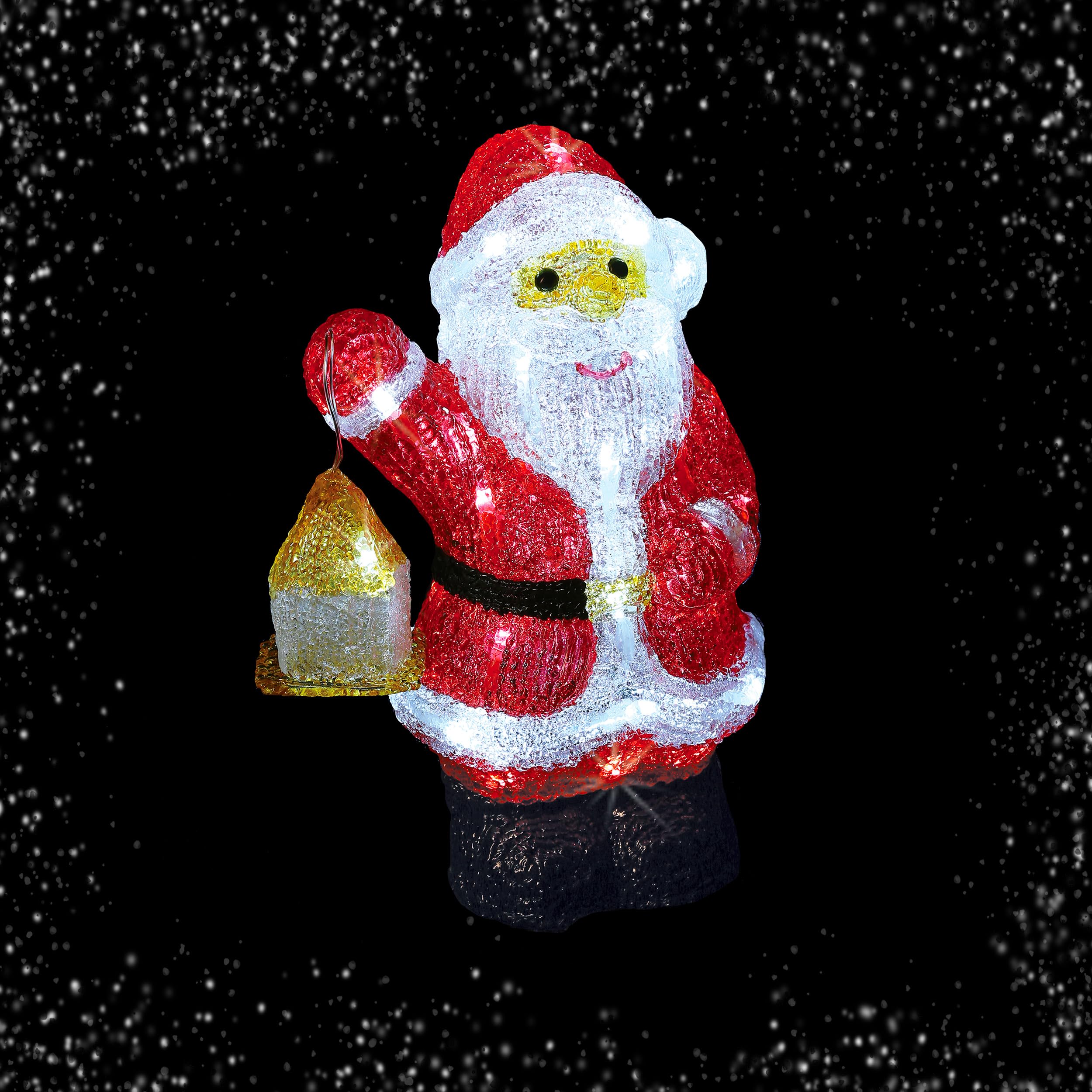 FEERIC LIGHTS & CHRISTMAS Papá Noel con Farol Luminoso Exterior H 30 cm 40 LED + Transformador
