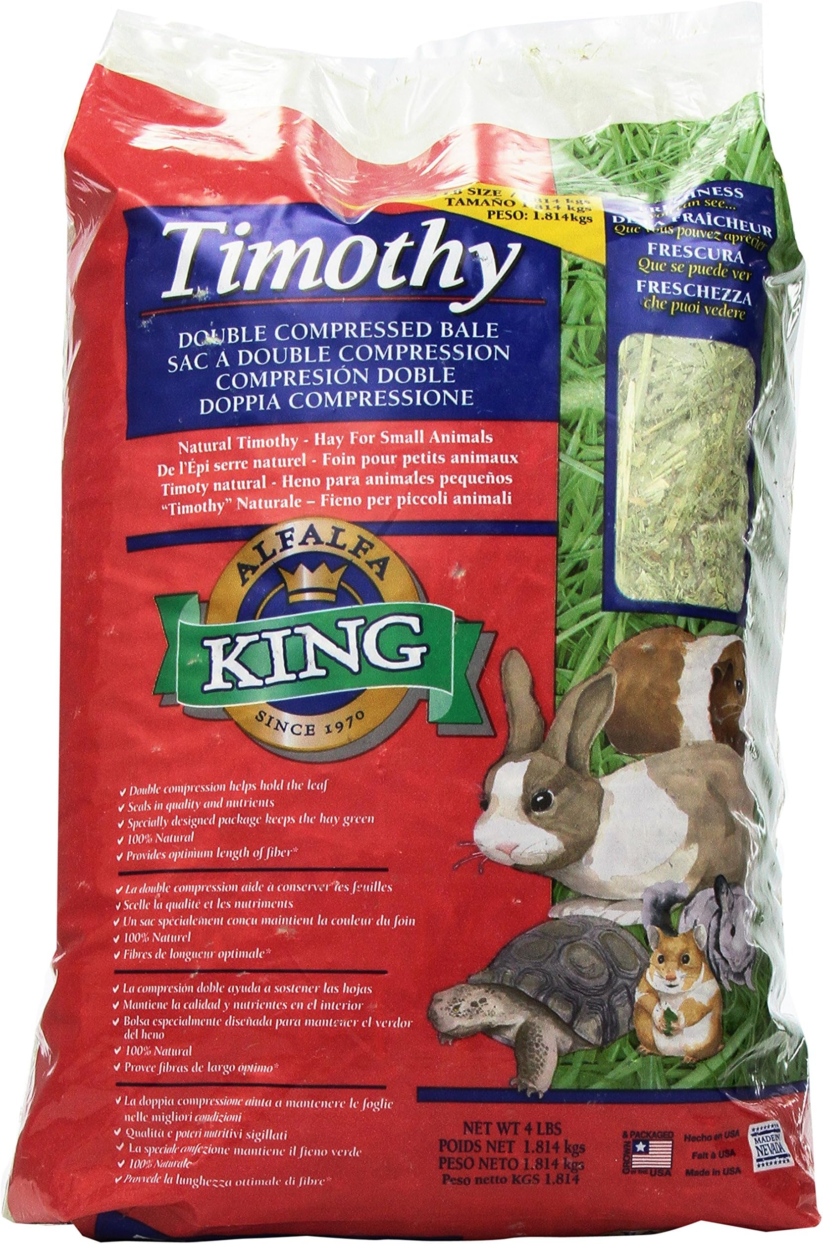 Alfalfa King Double Compressed Timothy Hay Pet Food, 12 By 9 By 5-Inch