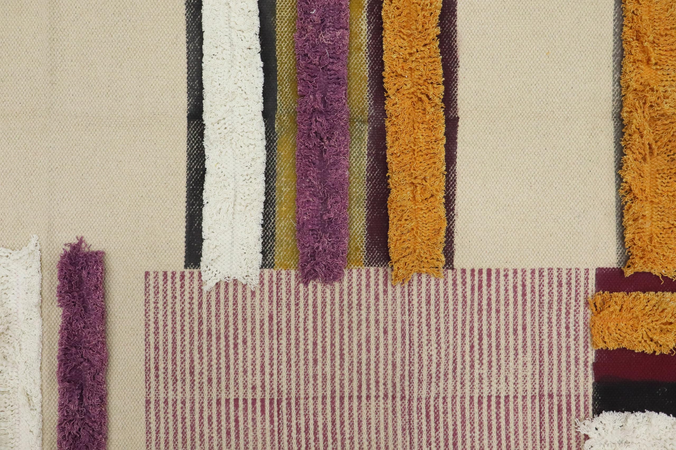 Kelim Teppich, 25,4 x 45,7 cm, für Wohnzimmer, Flachgewebe, Beige, mehrfarbig, Baumwollteppich, Stickerei, waschbar, Dhurrie, für drinnen und draußen, Boho, Rus für große Fläche, Esszimmer,