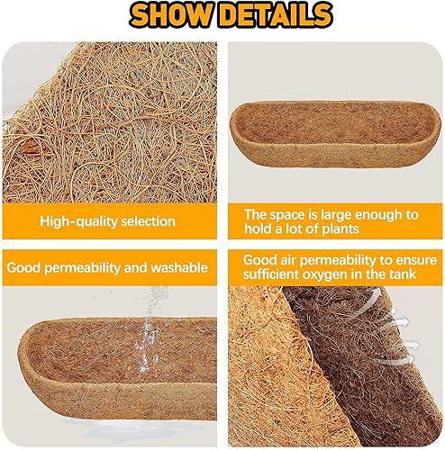 Miniatura 4 de 4 piezas de 24 pulgadas, revestimiento de repuesto de fibra de coco medio natural, maceta redonda de coco para ventana, cesta colgante