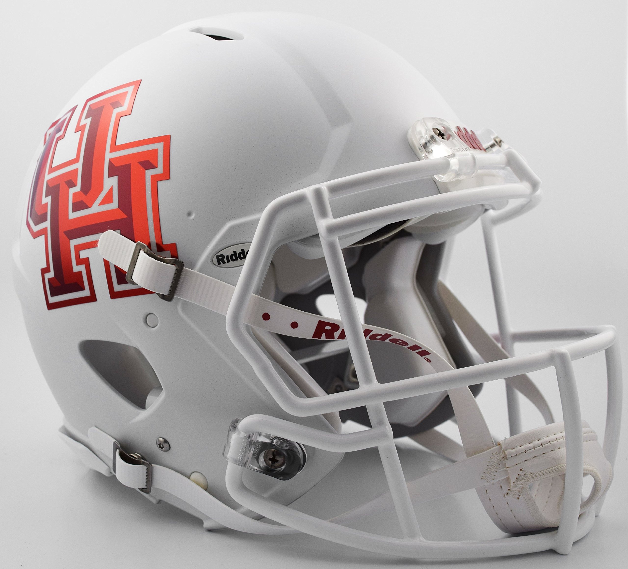 Riddell NCAA Houston Cougars Helmet Full Size AuthenticHelmet Authentic Full Size Speed Style Matte White, Team Colors, One Size